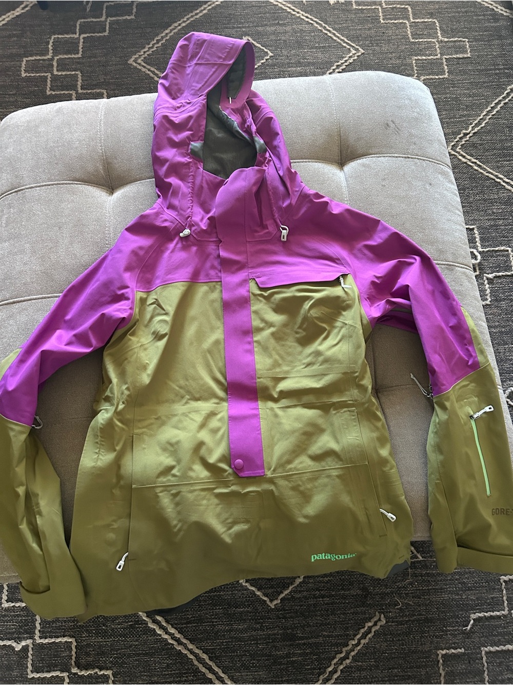 Patagonia Purple and Olive Hooded Ski Anorak